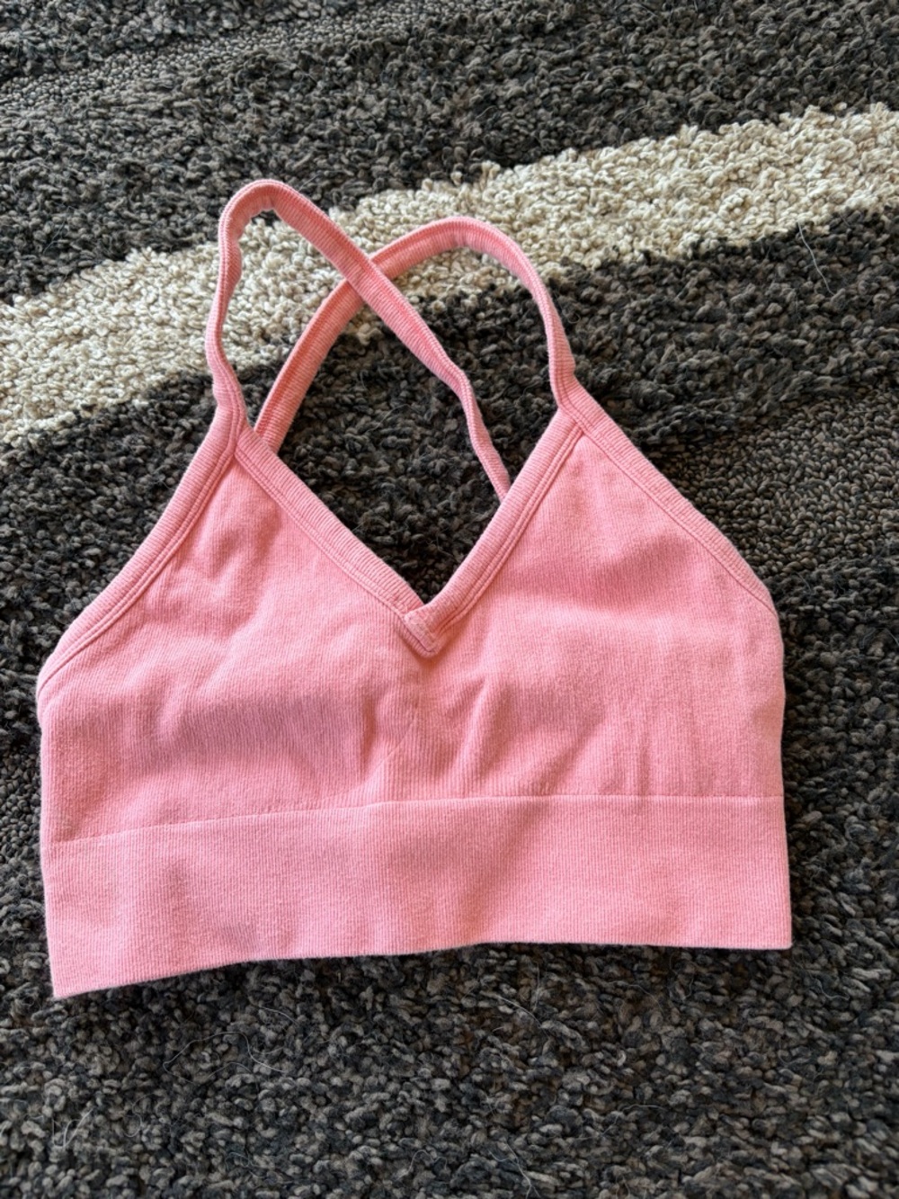 ALO Yoga Pink V-Neck Bralette with Crisscross Straps